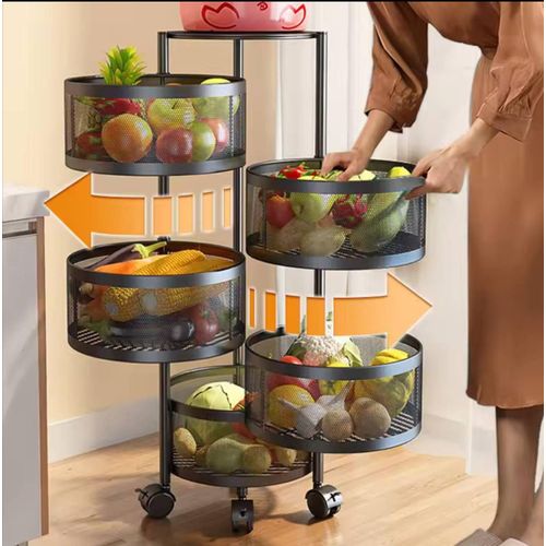 5-Tier Layer Multipurpose Fruit Vegetables Basket kitchen Trolley Storage Rack